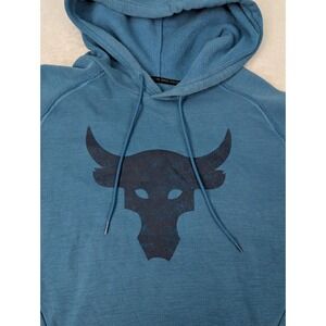 Under Armour Project Rock Hoodie Men's M Blue Pullover Brahma Bull Fitness